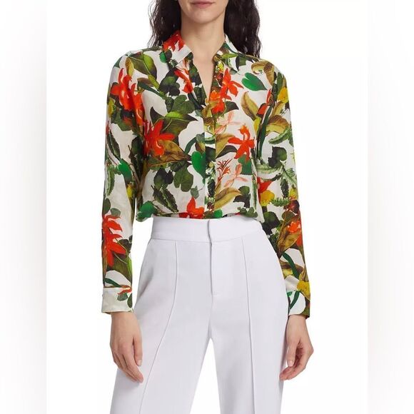 Alice + Olivia Silk Button-Down Shirt size S - Picture 1 of 15